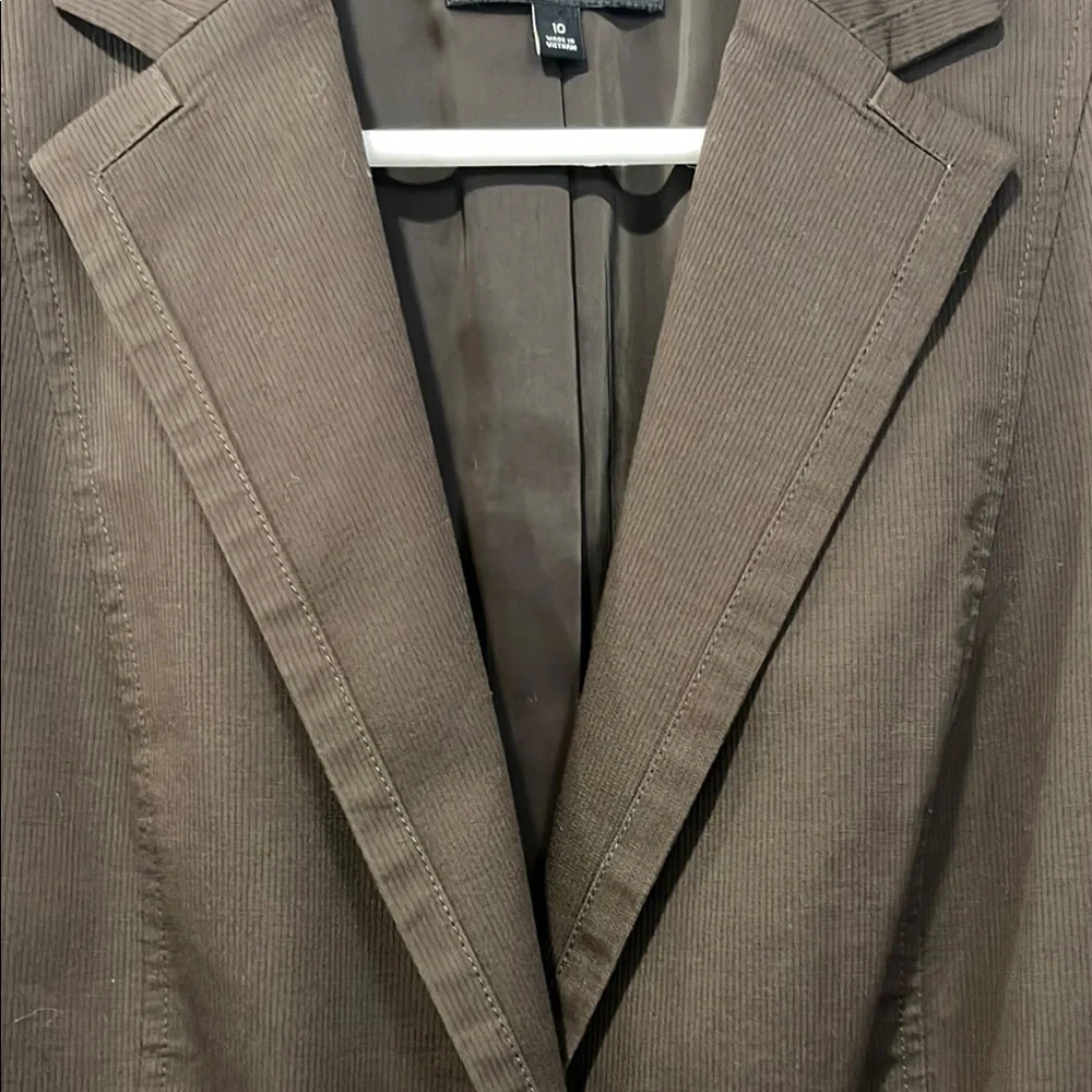Talbots Chocolate Brown One button cotton classic blazer size 10 - Picture 9 of 13